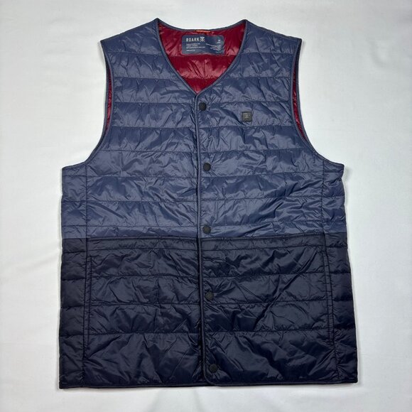 ROARK Chopper Primaloft Blue Lightweight Packable Puffer Snap Button Vest Mens M - Picture 1 of 10